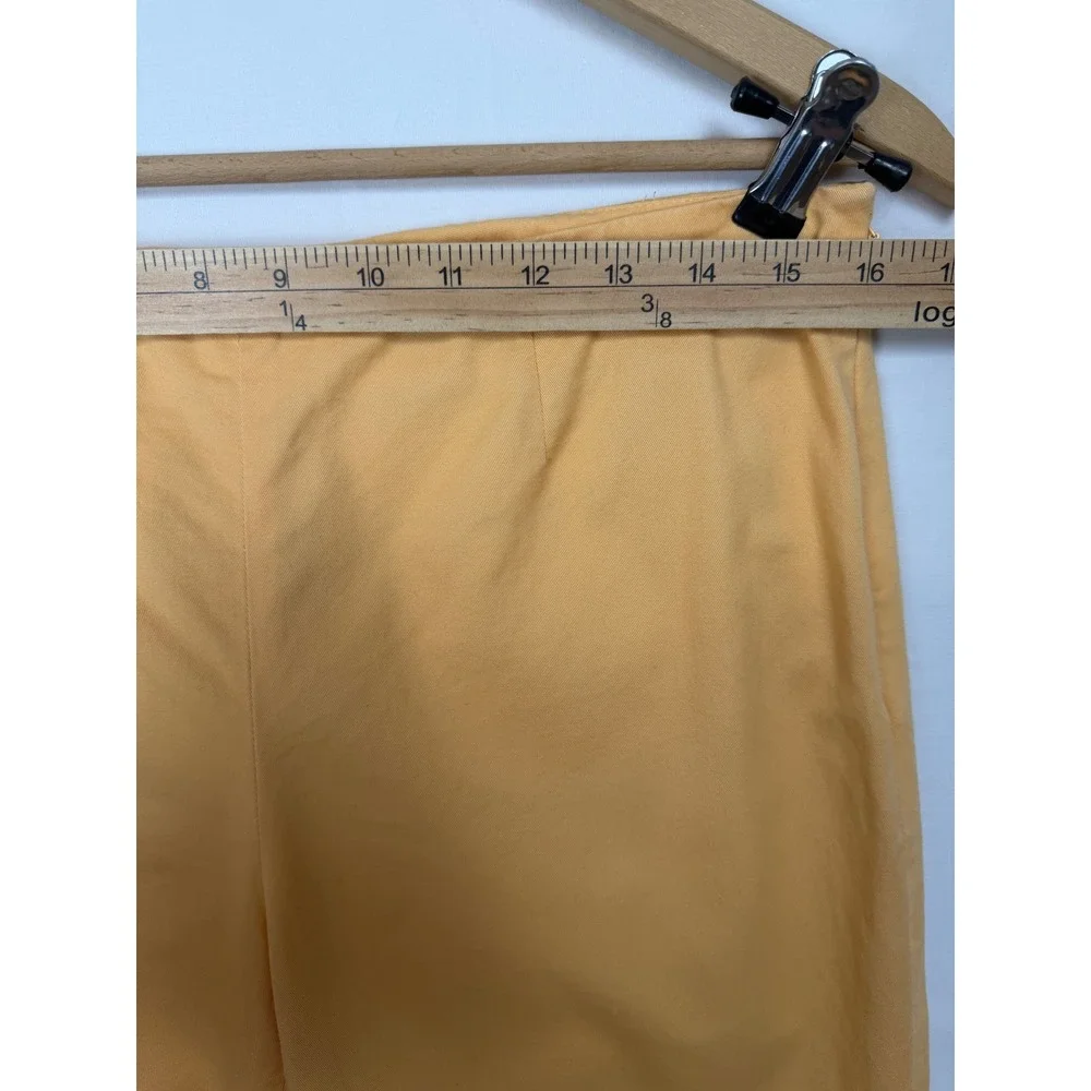 J. Jill Stretch Ankle Pants Womens 8 Yellow Side Zip Cotton Blend Slit Hem